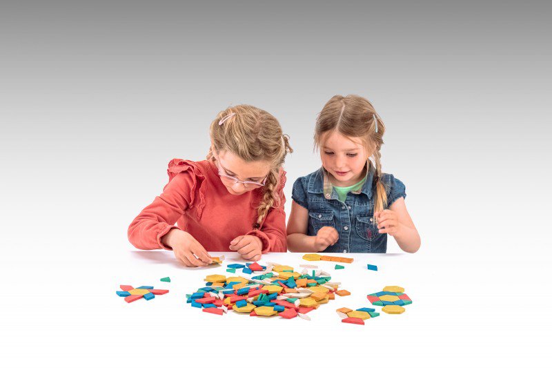 Geometryczne układanie płytek Pattern Blocks (250 sztuk) | Symetria mandali RE-Wood®