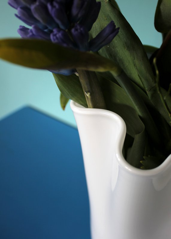 Vase glas bølget hvid glas vase bord vase 21 x 21 x 30 cm