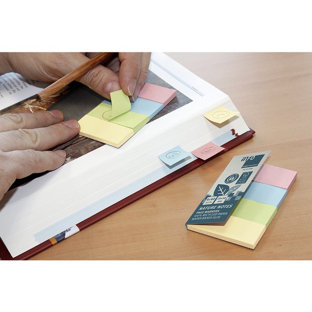 Info Page Marker papier 20x50mm, 4 kleuren recycled 100 vel per kleur