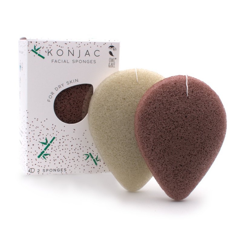 Owl & Bee Konjac ansigtsvampe til tør hud (2 pakke) - Vegansk