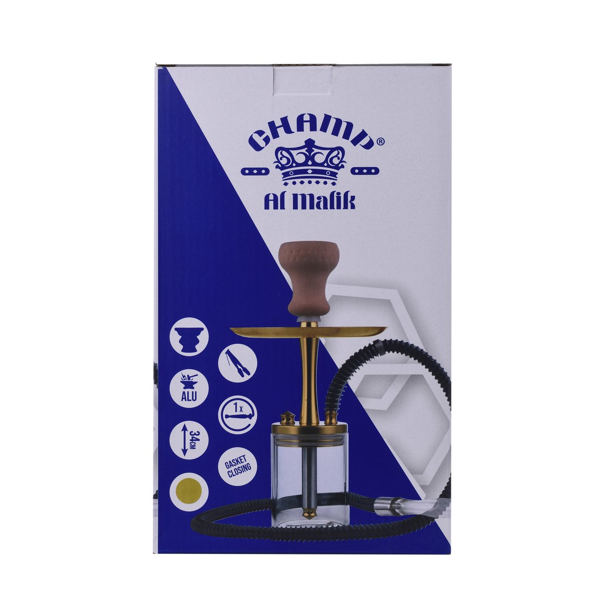 Kompletny zestaw do sziszy Chicha z wężem silikonowym, misą ceramiczną, szczypcami, ustnikiem, szklaną podstawą Kompletny zestaw do sziszy Modern Gold