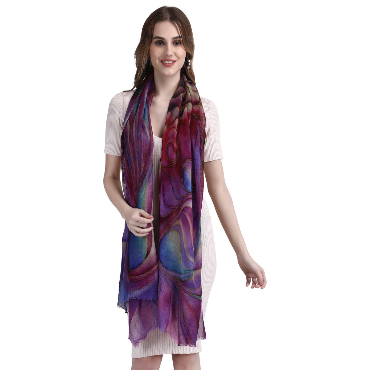 Digital Print Stole of Fine Wool – Fairtrade & Sustainable 5