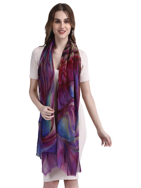 Digital Print Stole of Fine Wool – Fairtrade & Sustainable 5