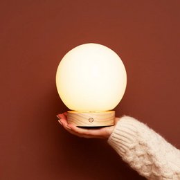 Flore lysebrun genopladelig trælampe