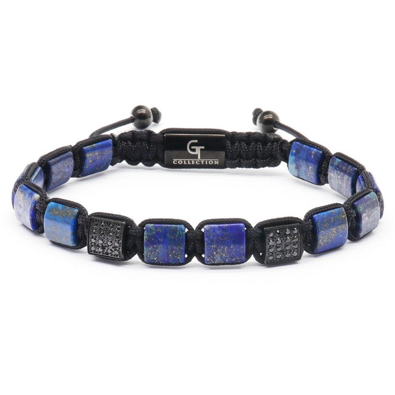 LAPIS LAZULI Armbånd med flad perle til mænd