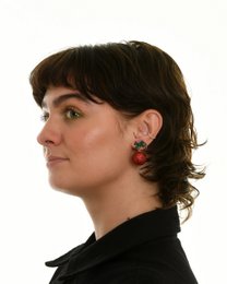 Earrings - Red ball