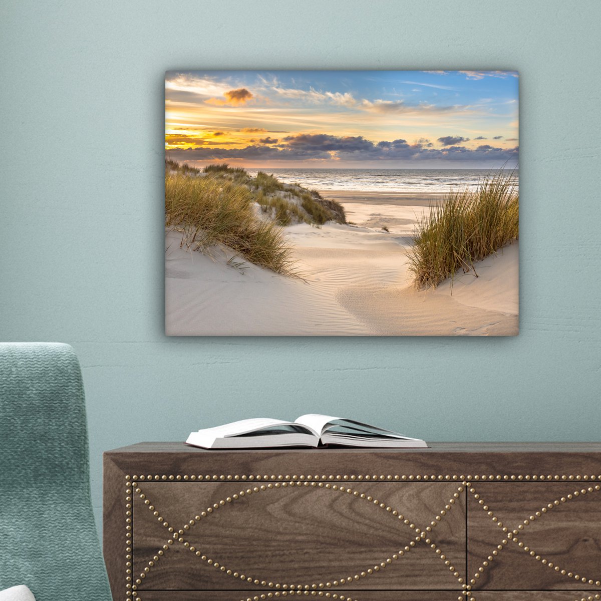Pintura de lona - Decoración de la pared Beach - Dune - Grass - Sunset - Sala de decoración de la pared - Decoración del dormitorio - Accesorios de habitaciones - Pinturas sobre lienzo