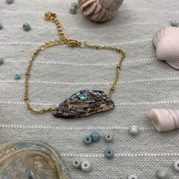 Bracciale conchiglia | paua/abalone oceano fatto a mano in acciaio inossidabile dorato
