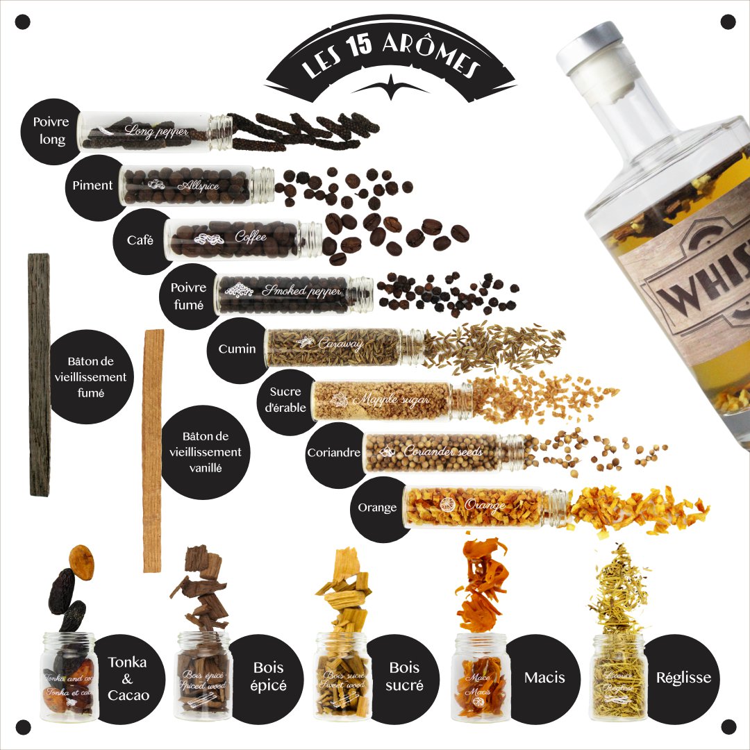 LOUISE & GASTON® Arranged Whiskey preparation and tasting kit - Gift Ideas - Original DIY Whiskey Gift Box - Christmas, Birthday - Made in France - Quality Ingredients and Accessories