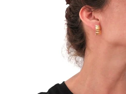 Boucles d'oreilles Puces Bronze Patiné – Rectangulaire Organique