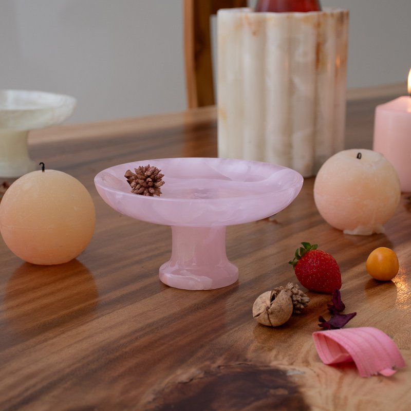 Serveringsskål Dekorativ midtpunkt Pink Onyx præsentationsbakke