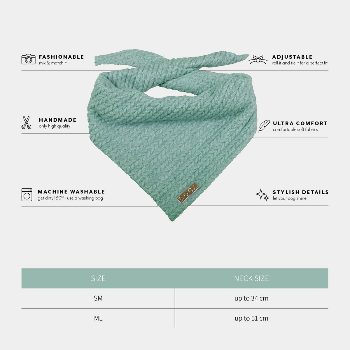 Dog bandana Cably Mint