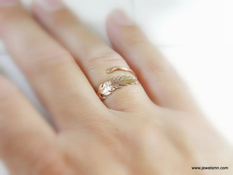 Goldfarnring, rosévergoldeter Sterlingsilberschmuck, Goldfarnblatt, Geschenk für Sie, Geburtstagsgeschenk für Frauen, handgefertigter Schmuck