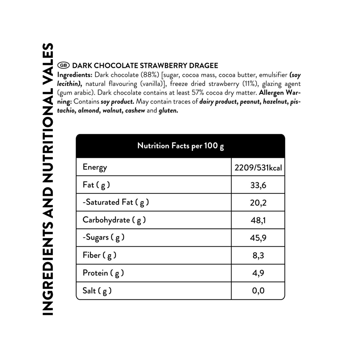 Strawberry Dragee Dark Chocolate, 80G