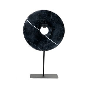 The Marble Disc on Stand - Black - L