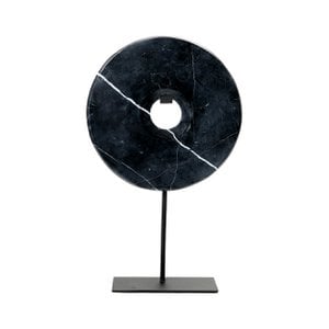 The Marble Disc on Stand - Black - L