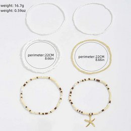Bohemia Multilayer Rice Bead Ankelsæt til Kvinder Fashion Starfish Vedhæng Ankelkæder Sommer Sandstrand Ankelkæde På Ben Smykker