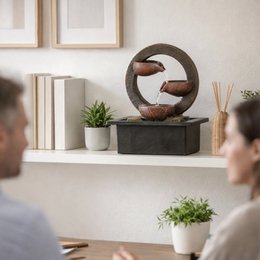 Indendørs springvand - Terai - Zen-indretningsidé - Farverigt LED-lys - Vandstrømskaskade - Afslappende stemningsgave