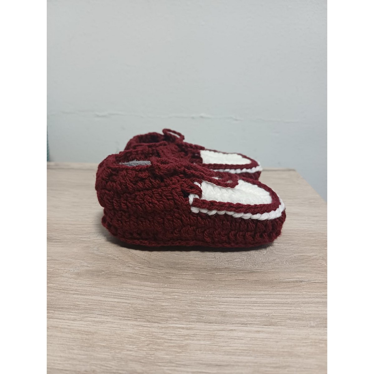 Handgehaakte Babyslofjes Classic Diep Rood- Uniek, Zacht & Hoge Kwaliteit