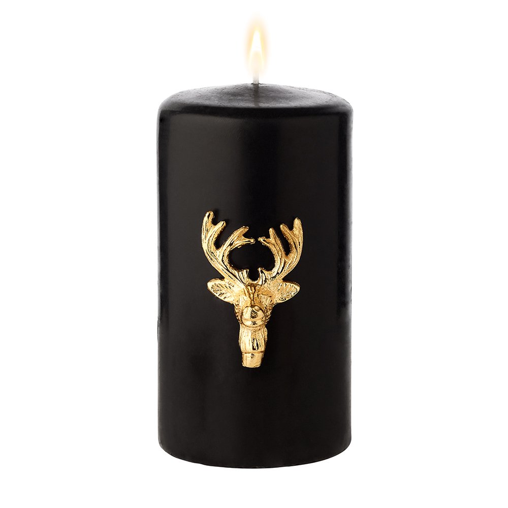 EDZARD set of 3 candle pins elk candle sticks, gold-colored nickel-plated aluminum, height 6 cm
