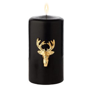 EDZARD set of 3 candle pins elk candle sticks, gold-colored nickel-plated aluminum, height 6 cm
