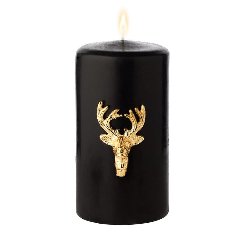 EDZARD set of 3 candle pins elk candle sticks, gold-colored nickel-plated aluminum, height 6 cm