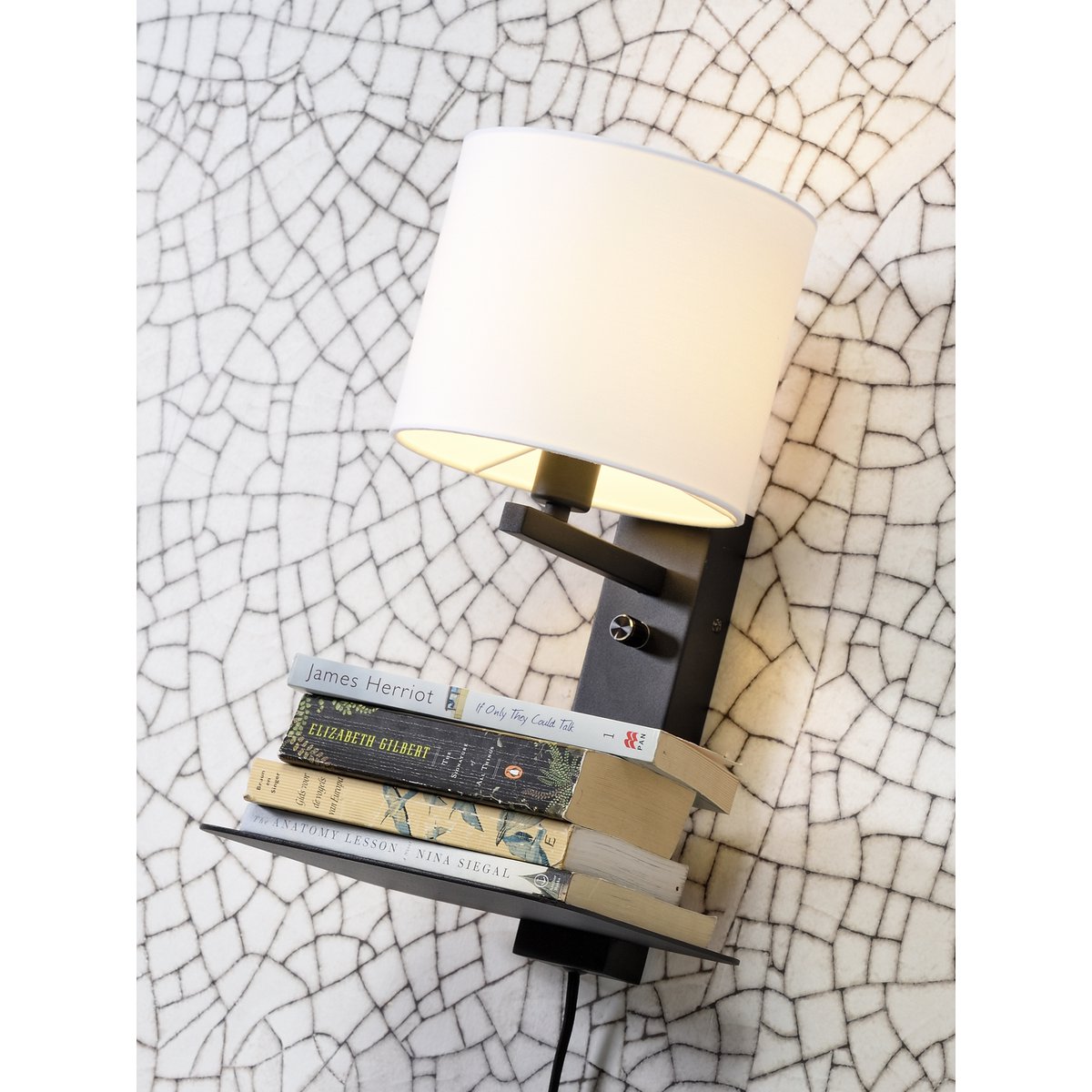 Wandlamp Florencia tablón+usb+kap 1815 zwart