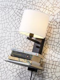 Wandlamp Florence planke+usb+kap 1815 sort