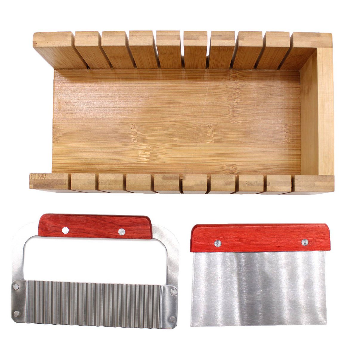 Houten Zeep Loaf Cutter Set - Golvende en Rechte Cutter
