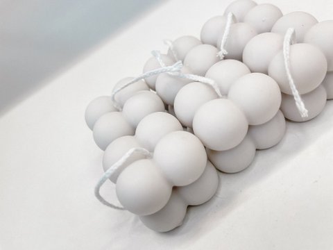 Bubble kaars Licht Grijs (klein) | koolzaadwas