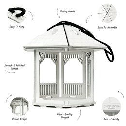 Mangeoire à oiseaux blanche en forme de gazebo