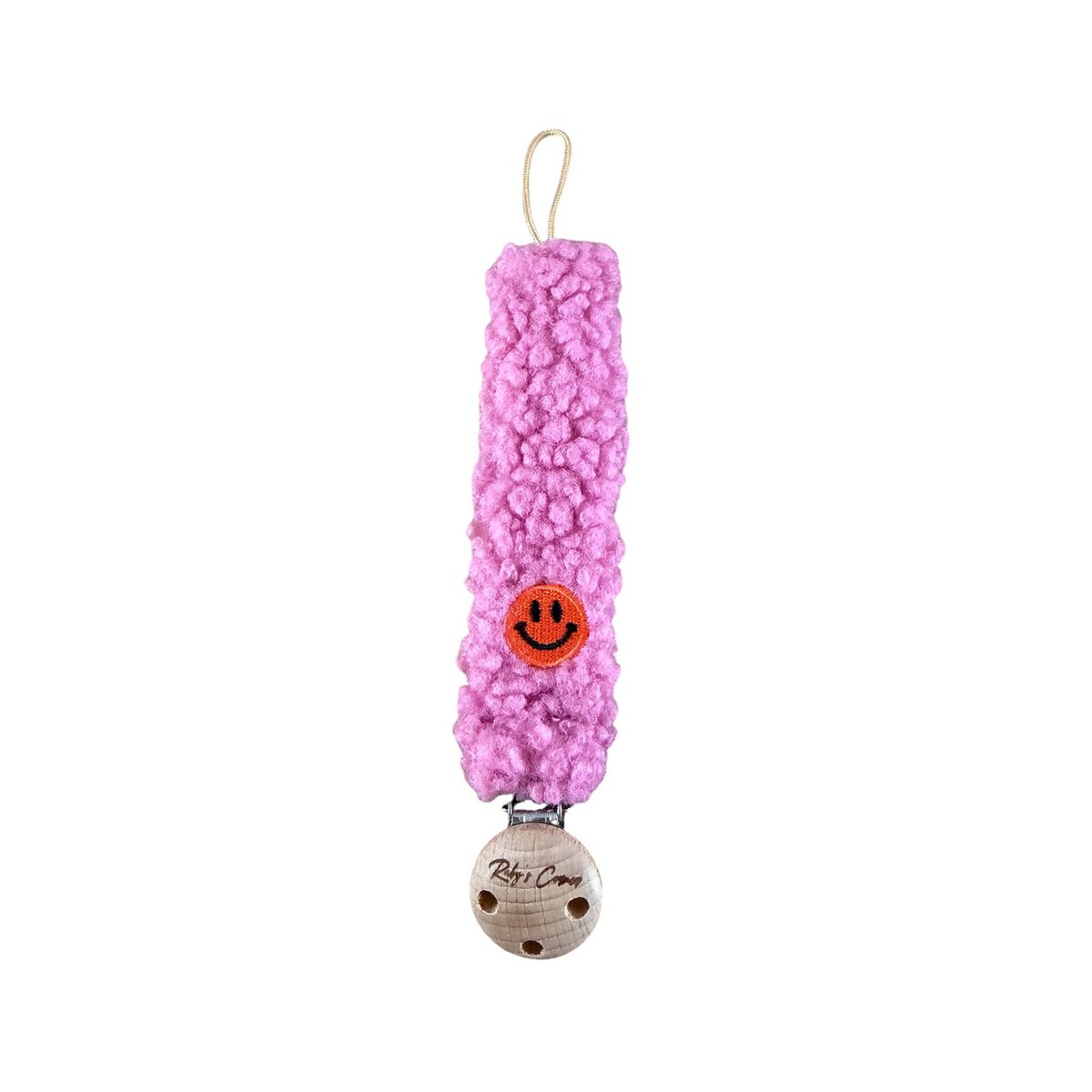 Pacifier chain Teddy - Smiley - Pink