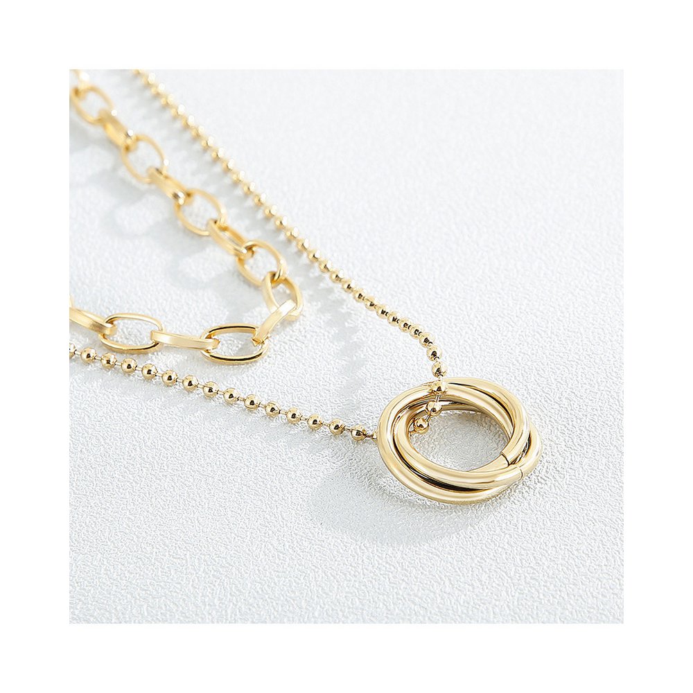 COLLAR DOBLE CADENA Y COLGANTE DOBLE ANILLO