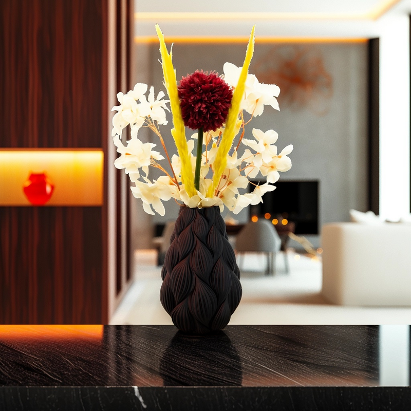 Lamina 3D vase - 3D printet vase - Holdbar PLA - Velegnet til kunstige blomster