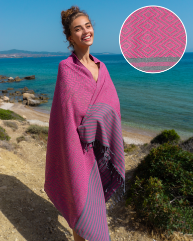 SAHARA Cotton Hammam Sauna Towel – Quick Dry – Cherry Red - 180x100 cm