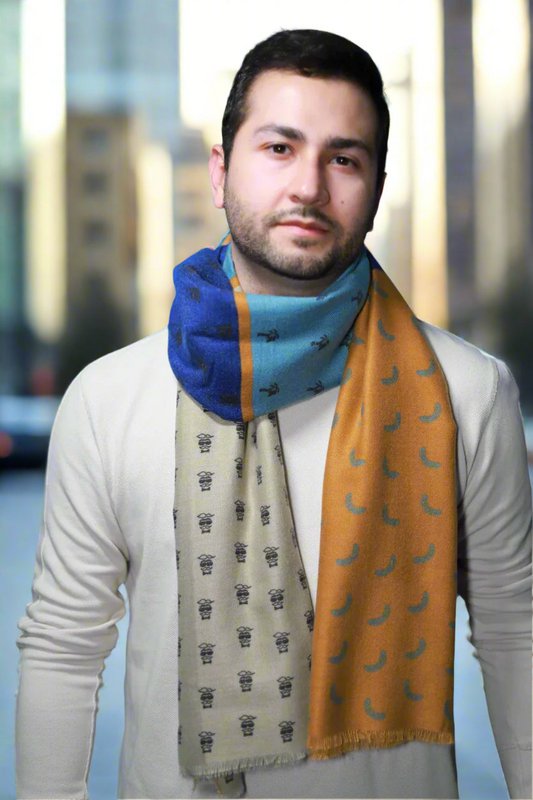 Sciarpa di cotone in design vintage in multicolore
