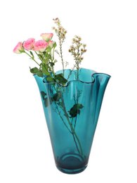 Vaso in vetro ondulato turchese da tavolo vaso in vetro verde 21 x 21 x 30 cm