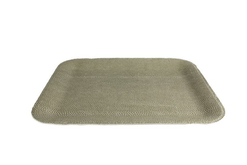 Tablette plate grande green en cuir synthétique vert
