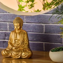 Estatua de Buda de Meditación Dorada - Estatuilla de Decoración Zen y Feng Shui - Lleva la Espiritualidad a tu Interior y un Ambiente Relajante - Estatua de la Suerte