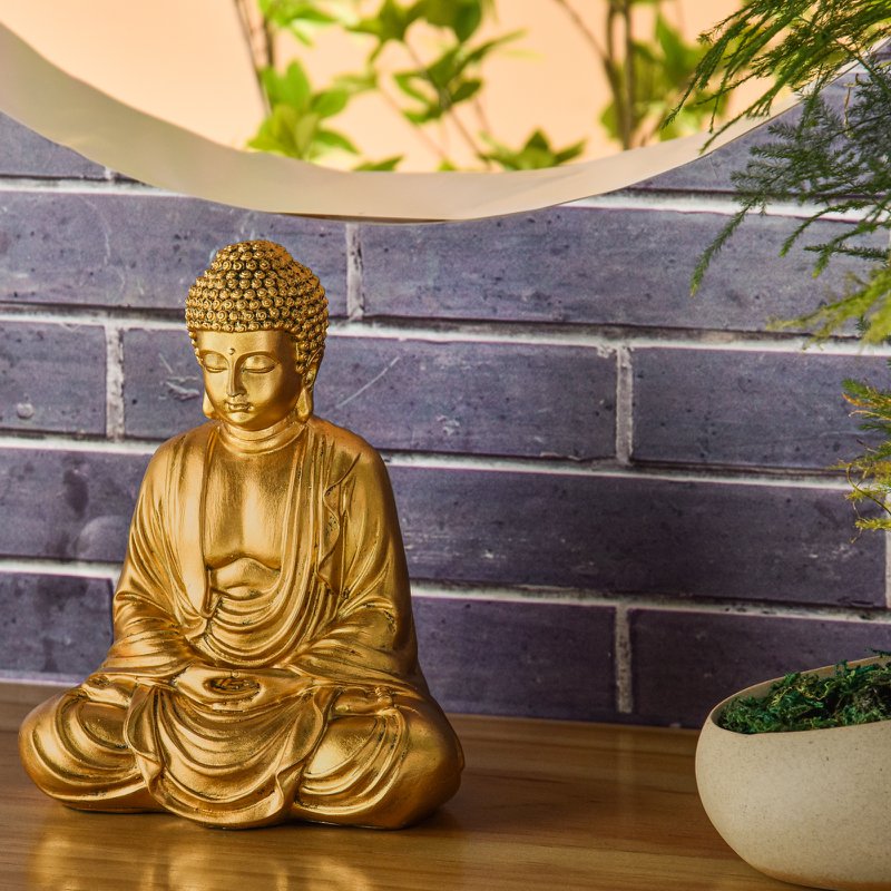 Gold Meditation Buddha Statue - Zen and Feng Shui Decoration Statuette - Bring Spirituality to Your Interior and a Relaxing Atmosphere - Lucky Statue