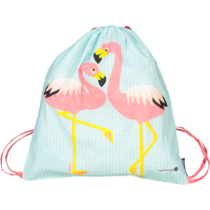 Children's activity bag, organic cotton, pink flamingo