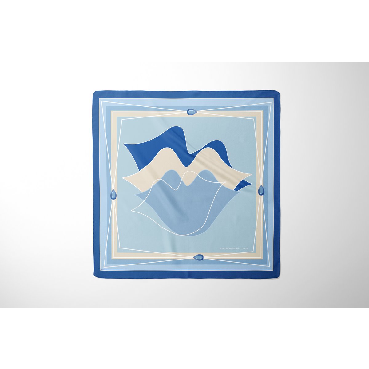 Zijden vierkante sjaal - MUSE 67*67 cm - Blauw