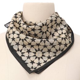 Black and Cream Silk Square Scarf Nujum