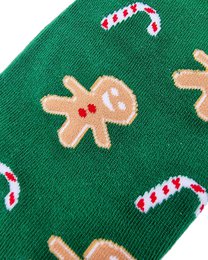 Socks - Green with gingerbread men ADULTS & KIDS