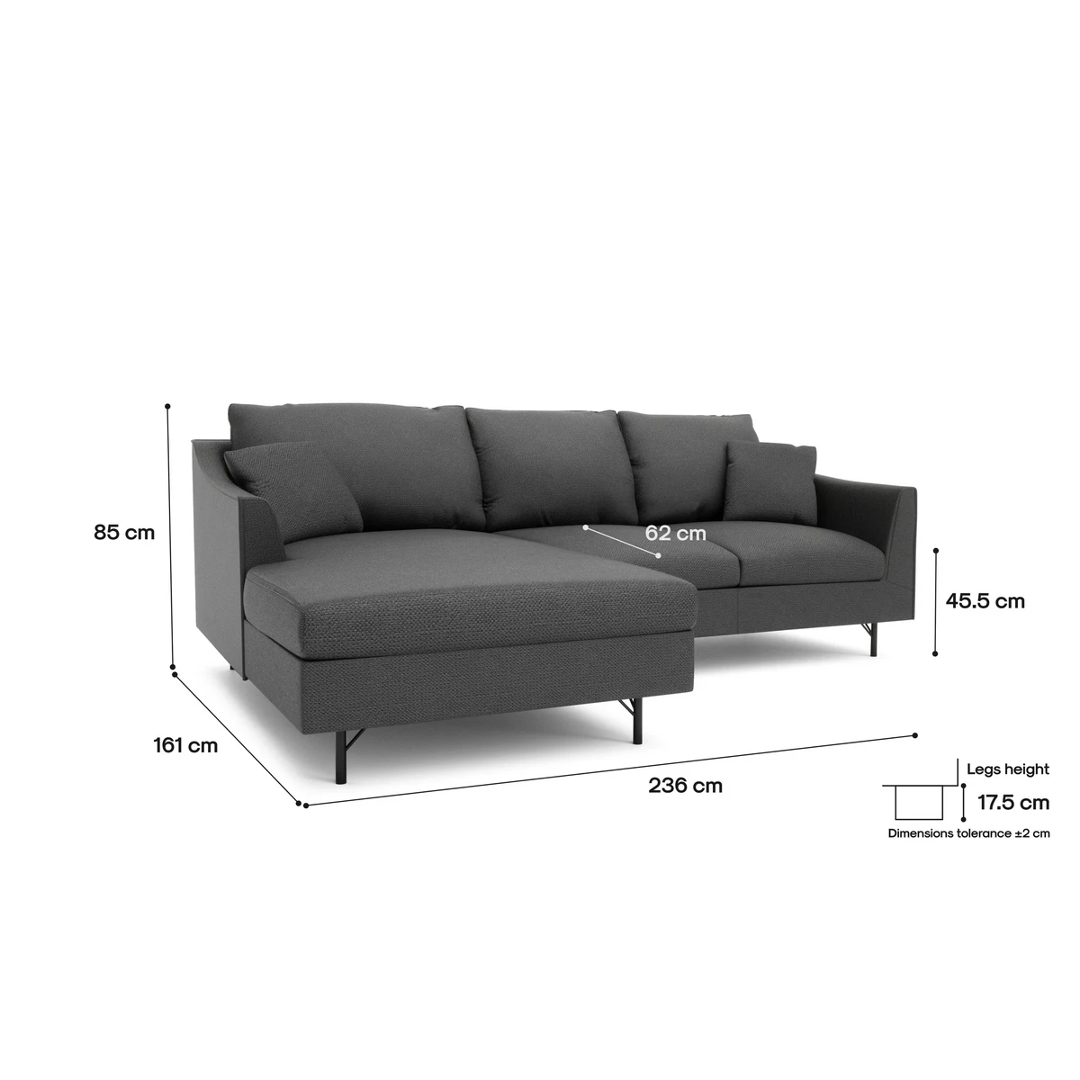 4-Seater Left Corner Sofa ALFAMA - Dark Grey