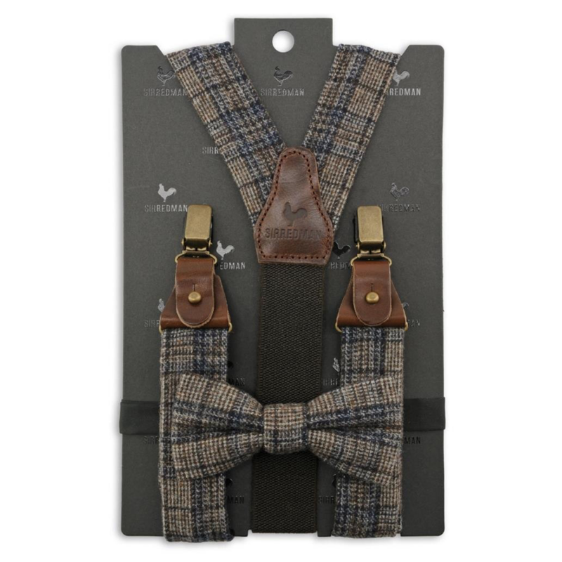 Sir Redman Braces - 3 Sturdy Clips - Brown