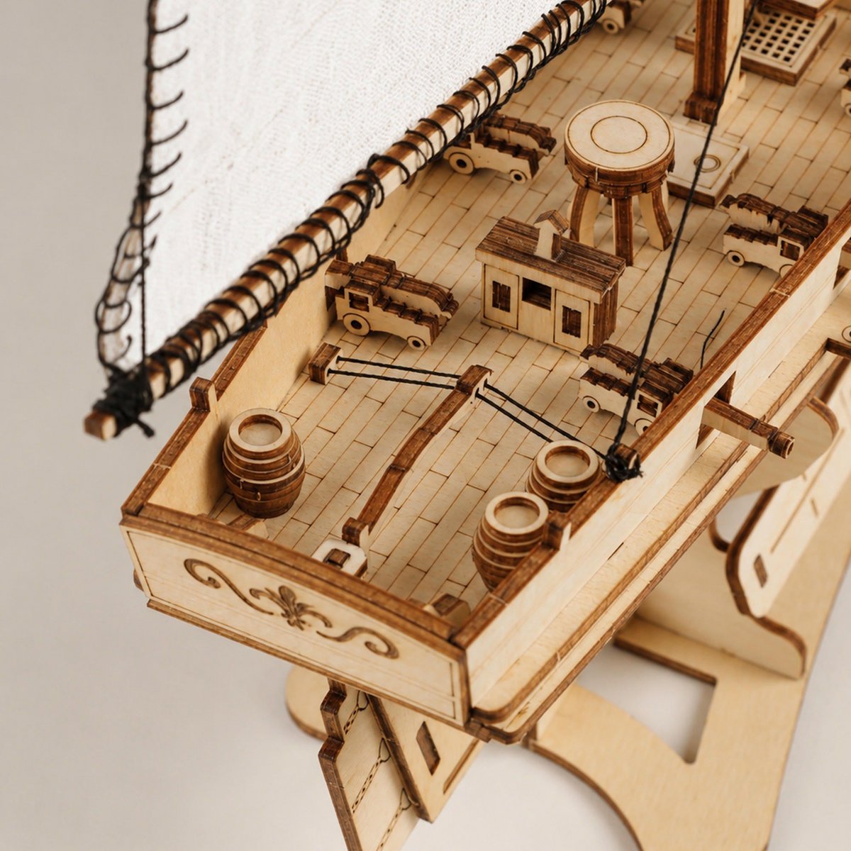 Schoner aus Holz zum Bauen Pilger – 3D-Holzpuzzle 292 Teile, Schiffsmodell mit Segeln und Takelage, Modellbausatz ab 12 Jahren