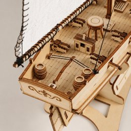 Schoner aus Holz zum Bauen Pilger – 3D-Holzpuzzle 292 Teile, Schiffsmodell mit Segeln und Takelage, Modellbausatz ab 12 Jahren