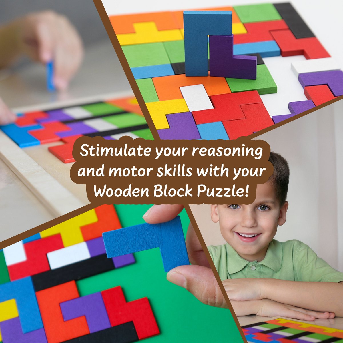 Tetris Holzspielzeug für Kinder (7 Sprachen)