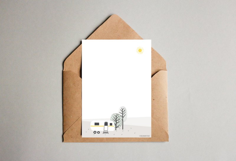 postcard  'yellow caravan'